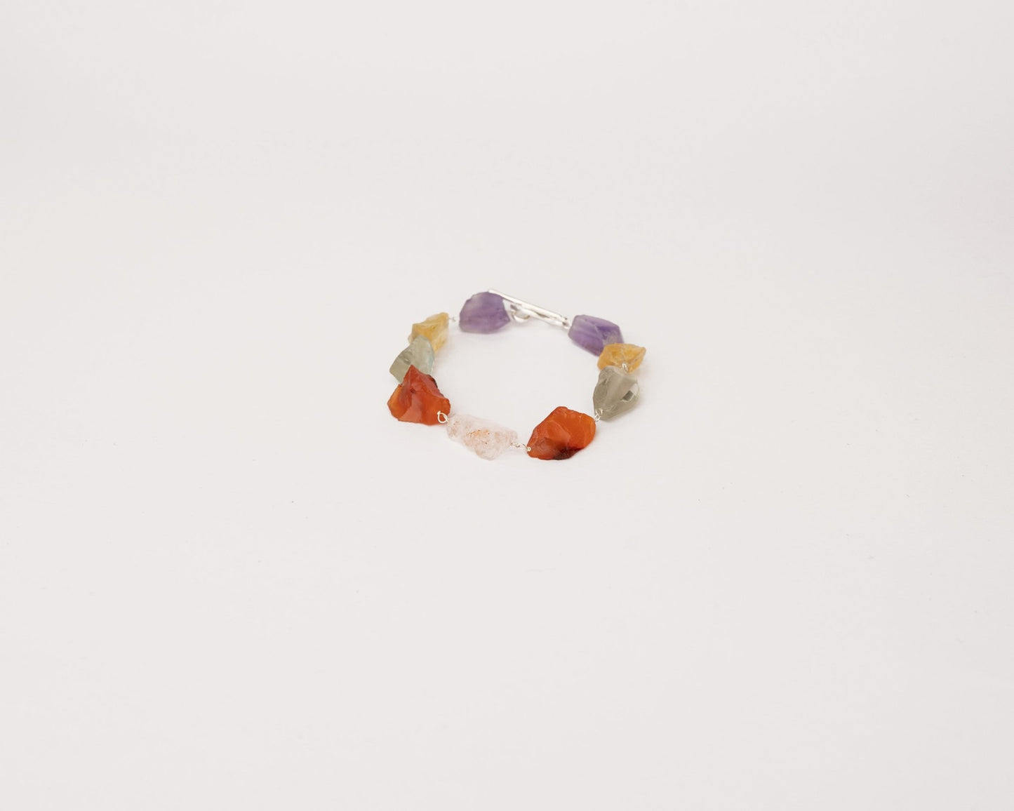 Amethyst, Citrine, Green Amethyst, Carnelian & Rose Quartz Bracelet - Bodh Crystals Ca