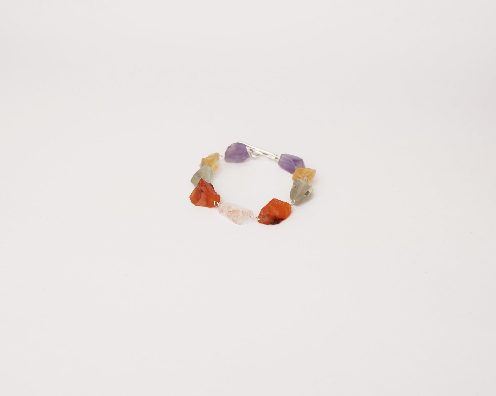 Amethyst, Citrine, Green Amethyst, Carnelian & Rose Quartz Bracelet - Bodh Crystals Ca