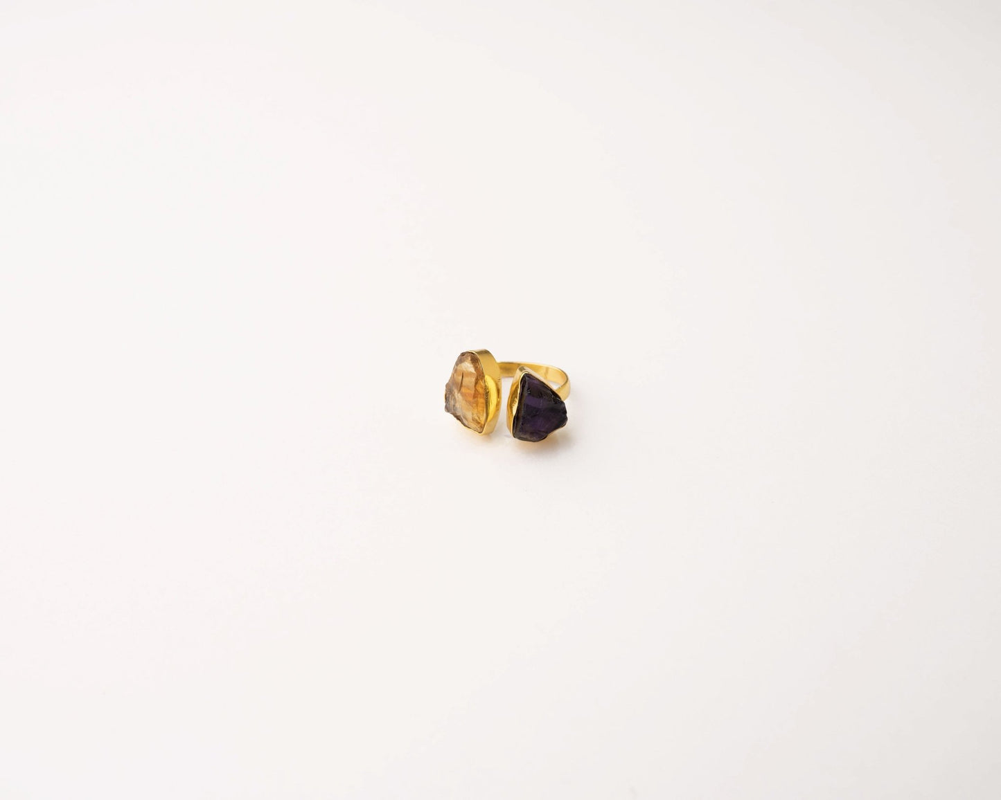 Amethyst & Citrine Raw Ring - Bodh Crystals Ca