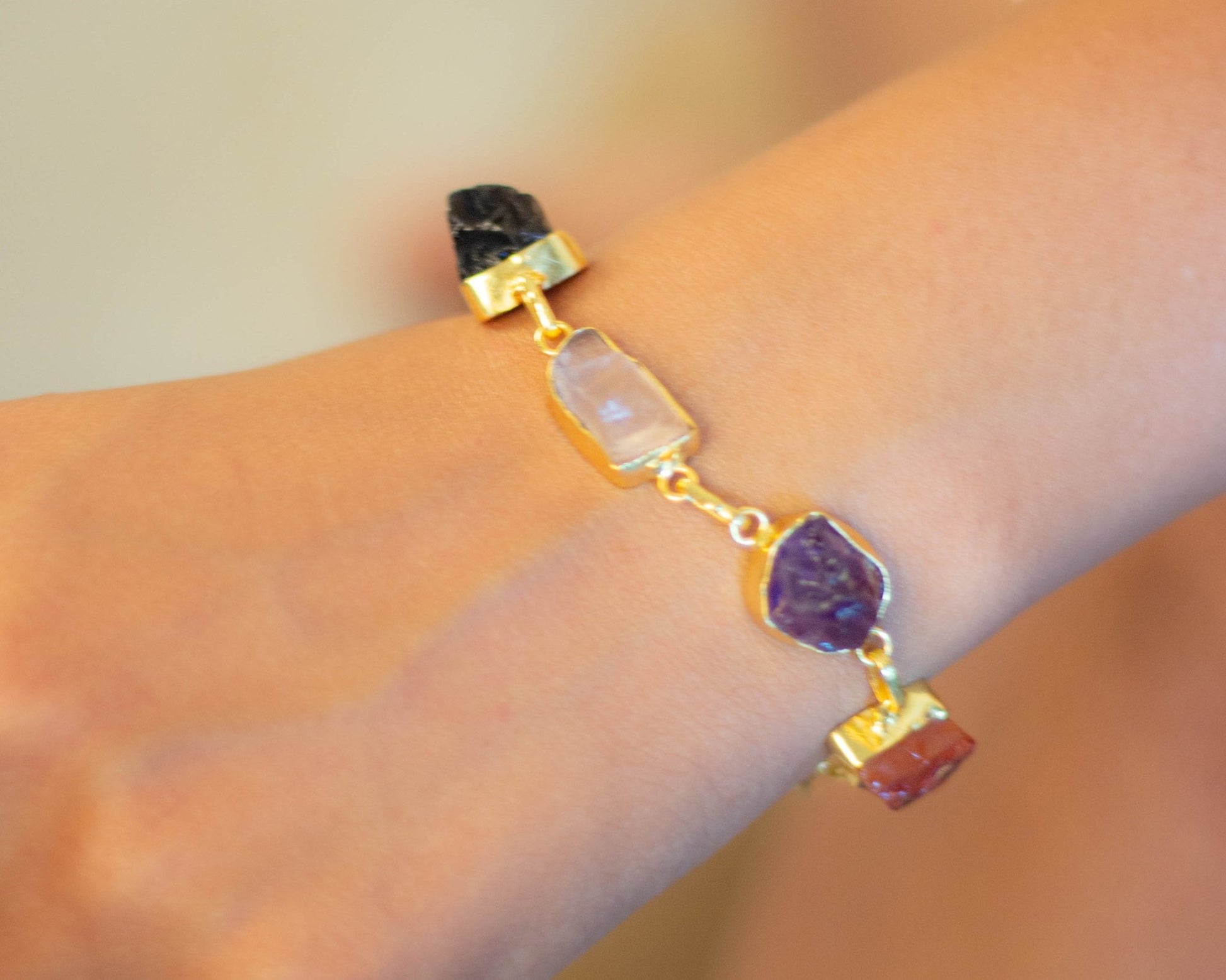 Amethyst, Citrine, Rose Quartz, Smoky Quartz & Carnelian bracelet - Bodh Crystals Ca