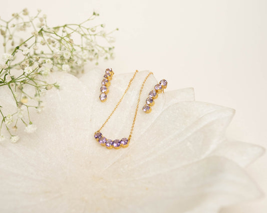 Amethyst Pendant Set Long - Bodh Crystals Ca