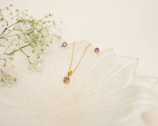 Amethyst Pendant Set Stud - Bodh Crystals Ca