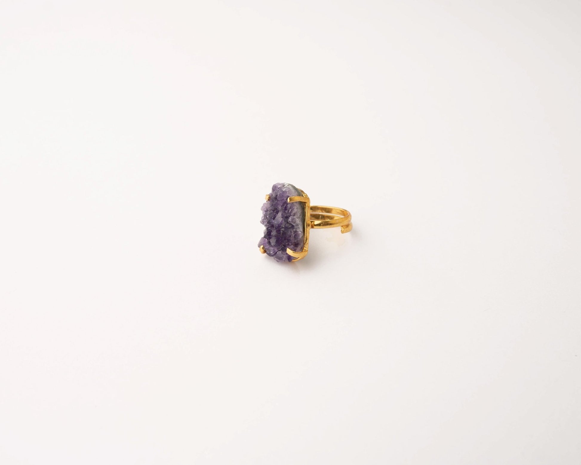 Amethyst Raw Cluster Ring - Bodh Crystals Ca