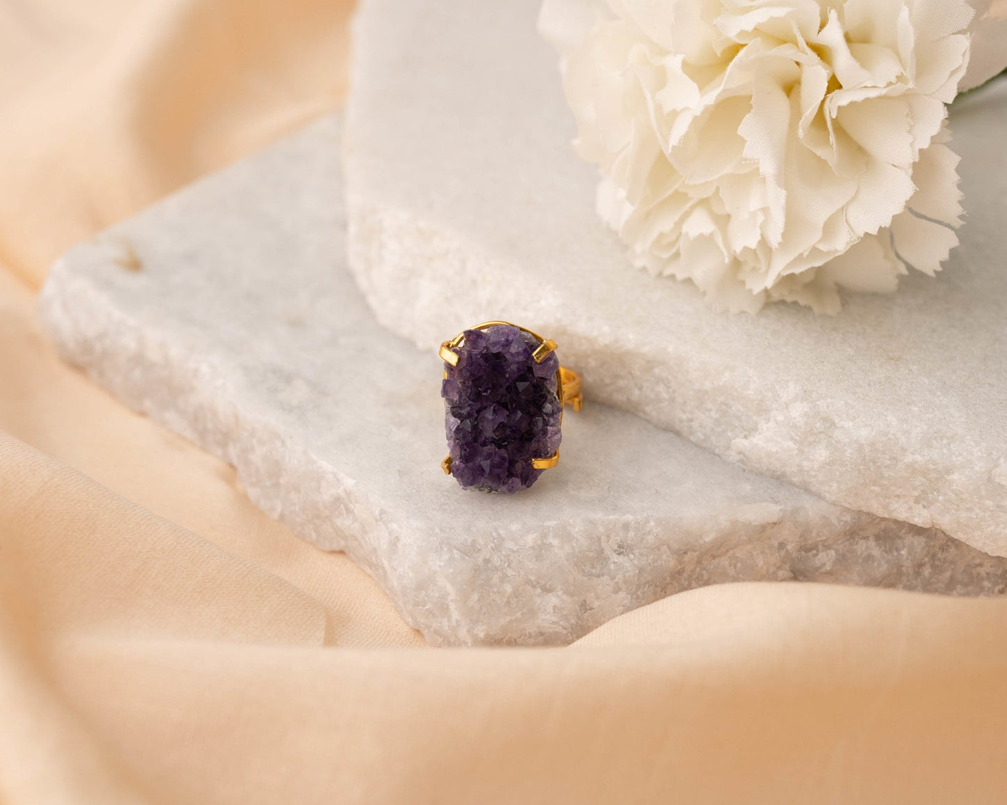 Amethyst Raw Cluster Ring - Bodh Crystals Ca