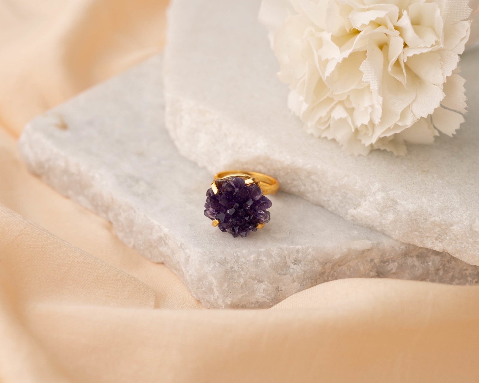 Amethyst Raw Cluster Ring - Bodh Crystals Ca