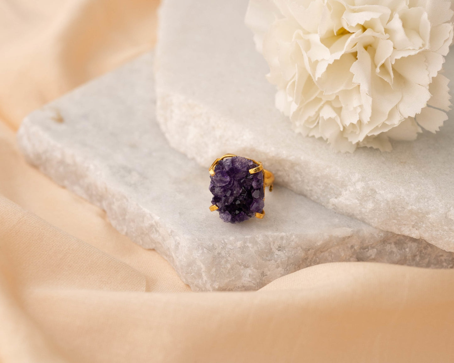 Amethyst Raw Cluster Ring - Bodh Crystals Ca