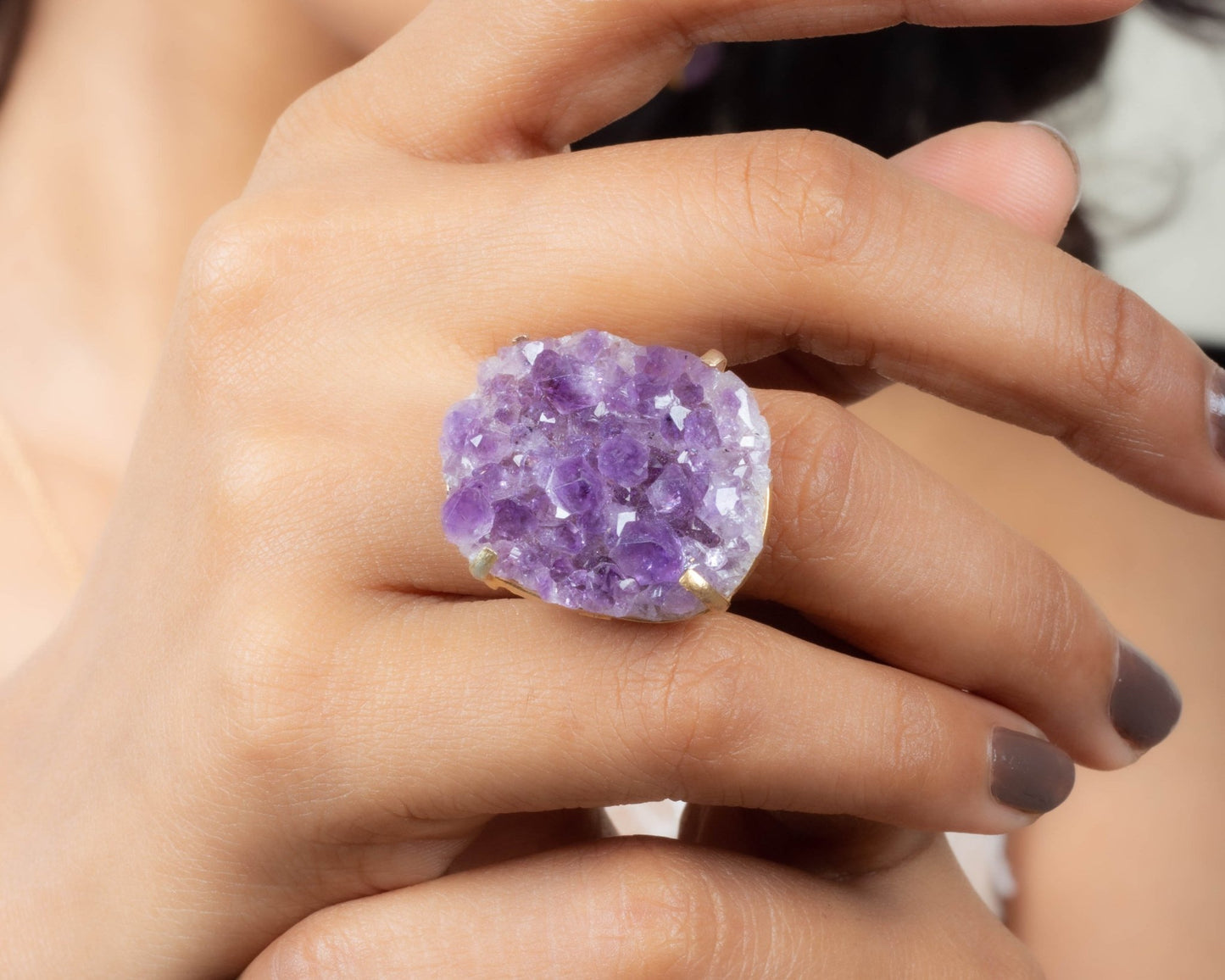 Amethyst Raw Cluster Ring - Bodh Crystals Ca