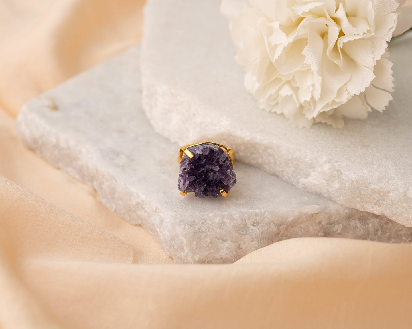 Amethyst Raw Cluster Ring - Bodh Crystals Ca
