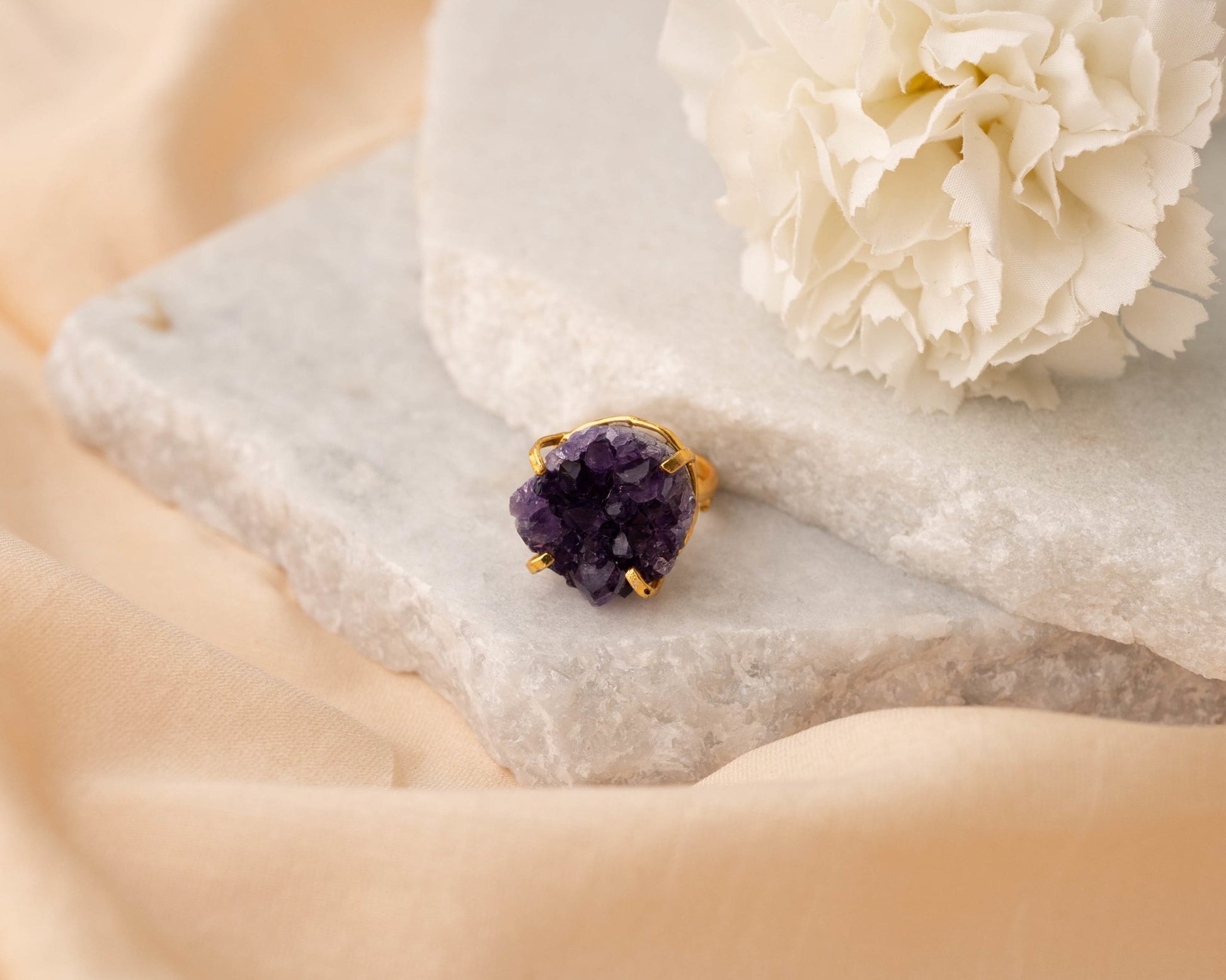 Amethyst Raw Cluster Ring - Bodh Crystals Ca