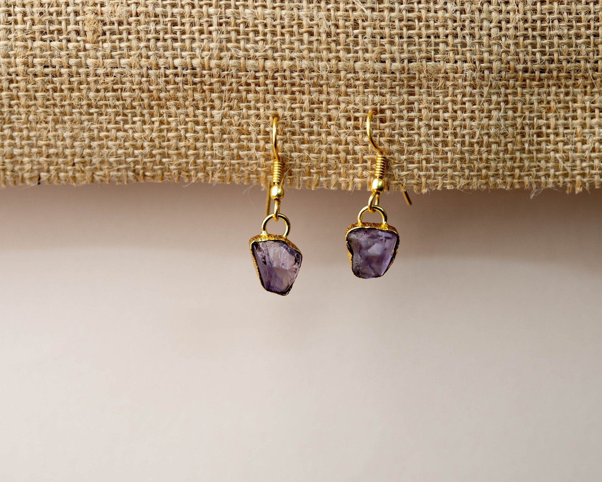 Amethyst Raw Single Stone Earrings - Bodh Crystals Ca
