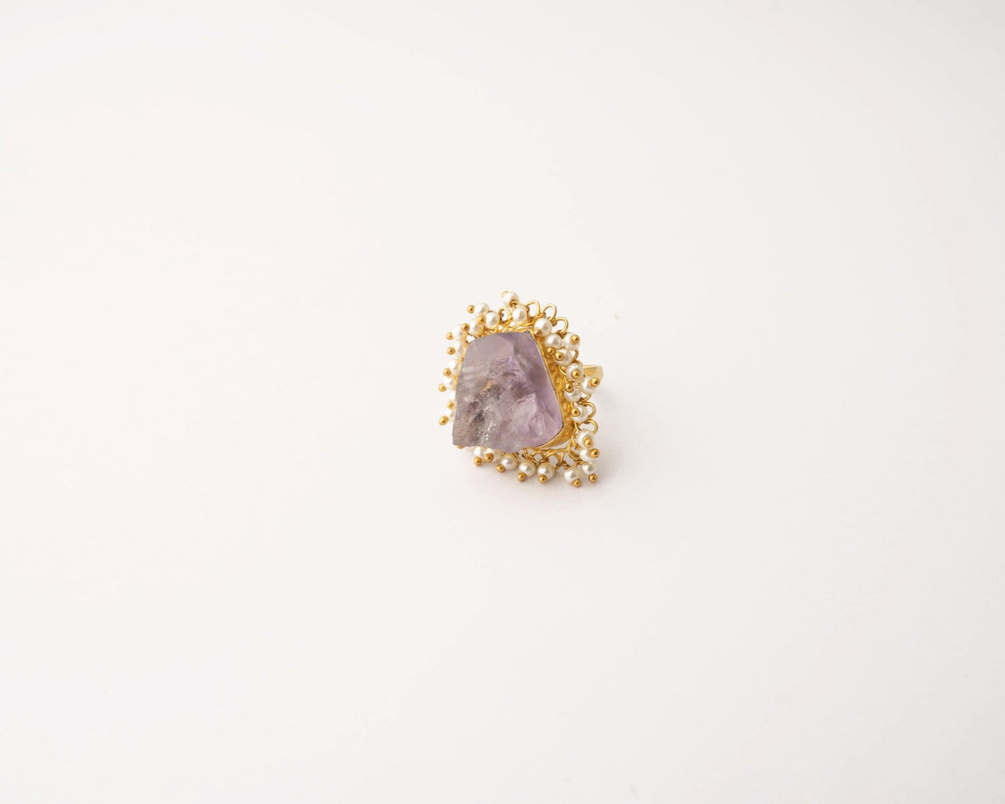 Amethyst with Pearl Ring - Bodh Crystals Ca
