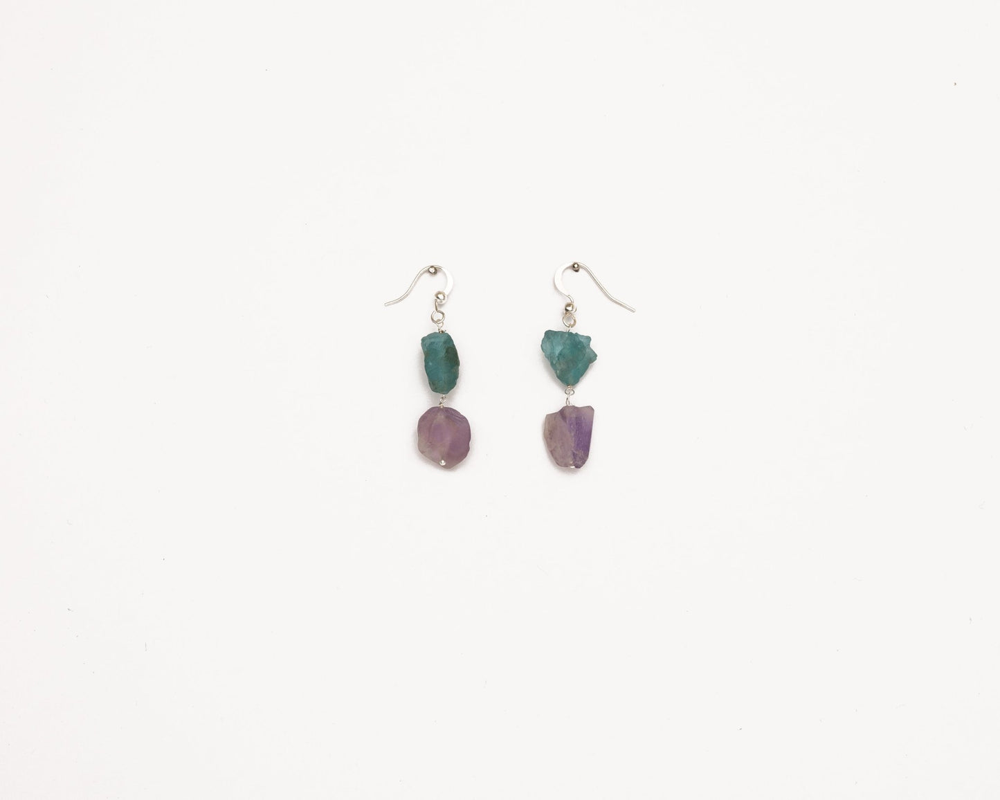 Apatite and Amethyst Silver Earrings - Bodh Crystals Ca