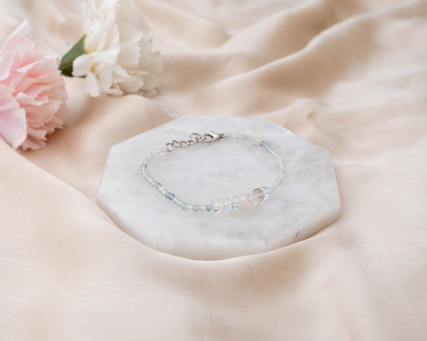 Aquamarine & Fluorite Fine Bracelet - Bodh Crystals Ca