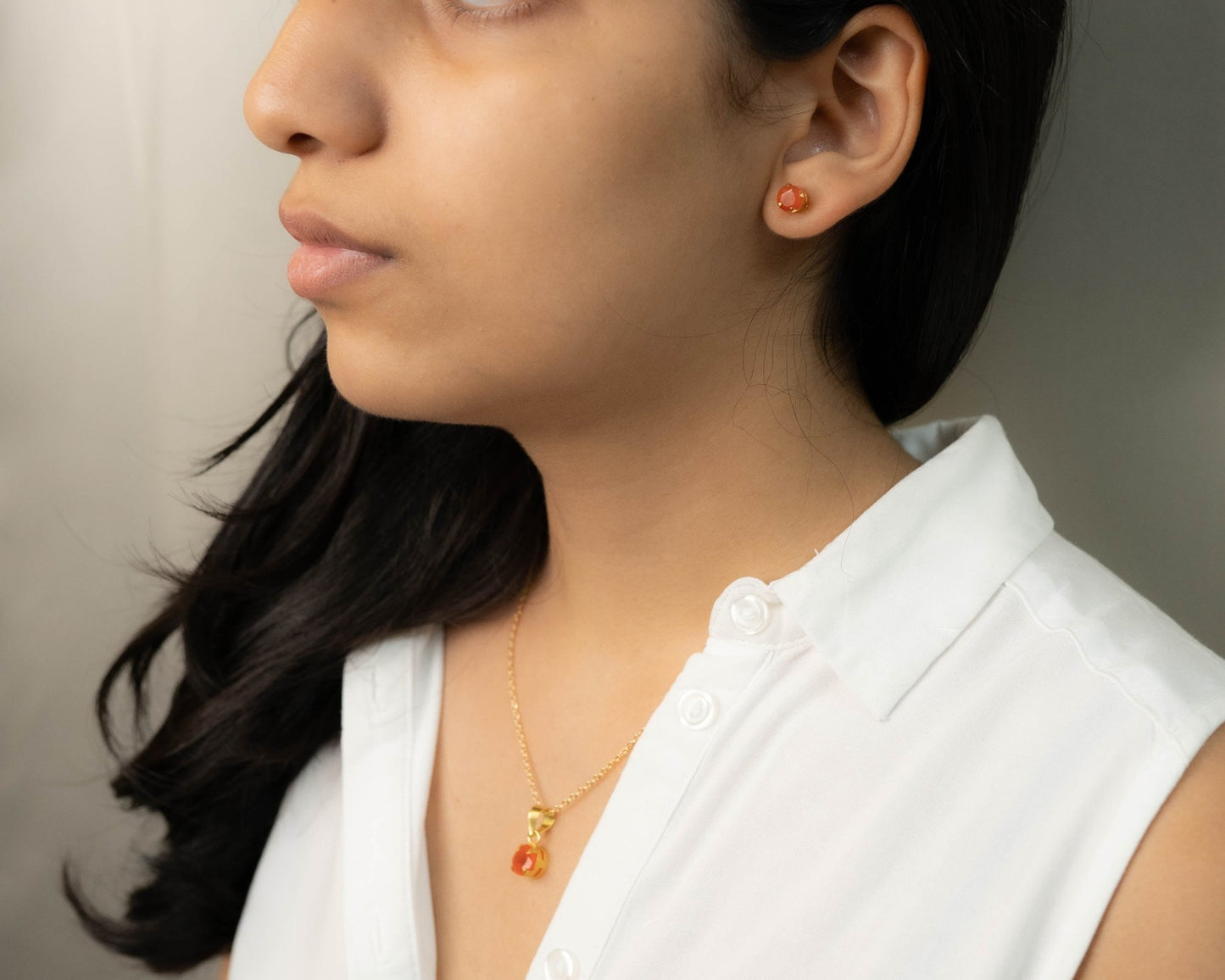 Carnelian Pendant Set Stud - Bodh Crystals Ca