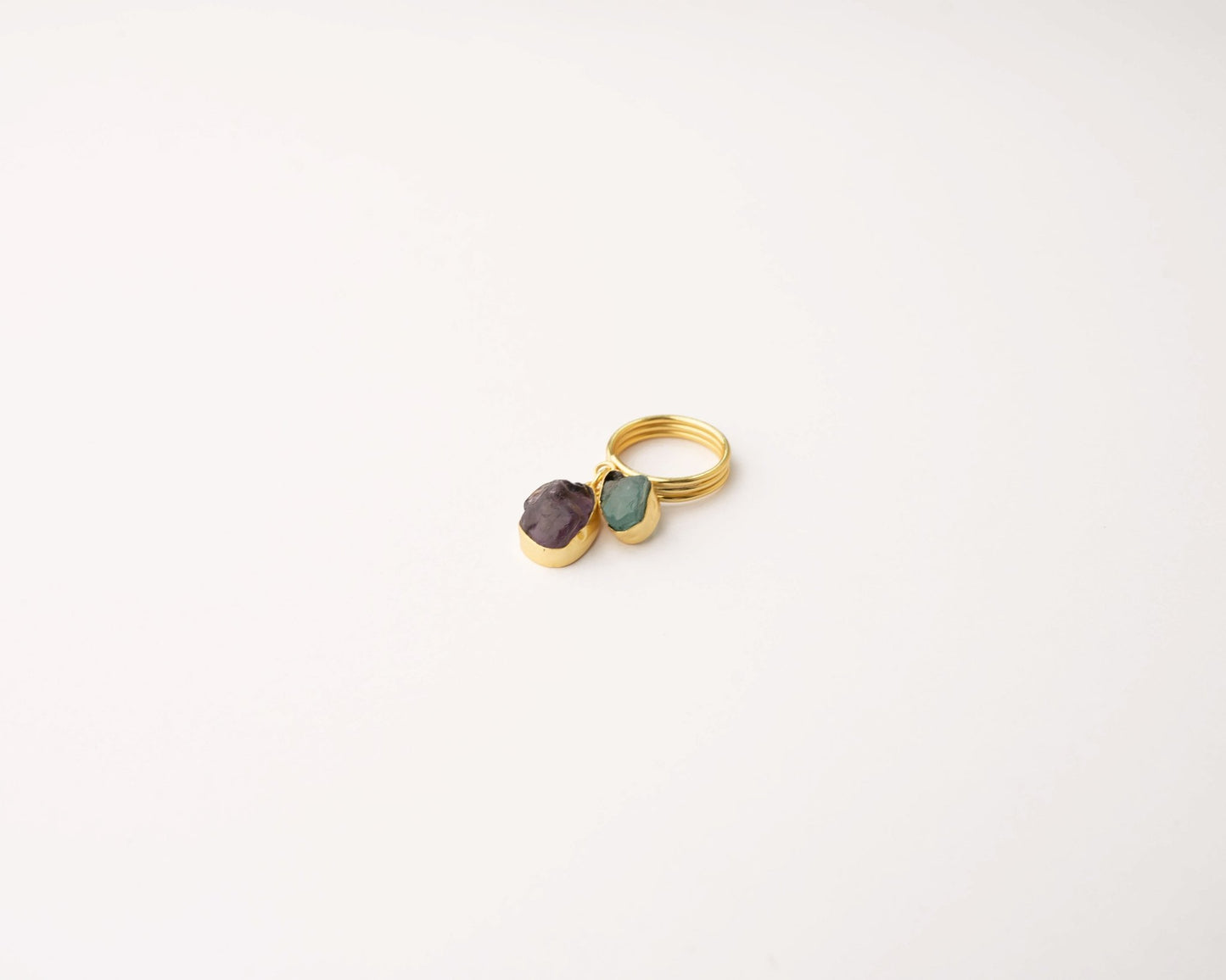 Dangling Amethyst & Apatite Raw Ring - Bodh Crystals Ca