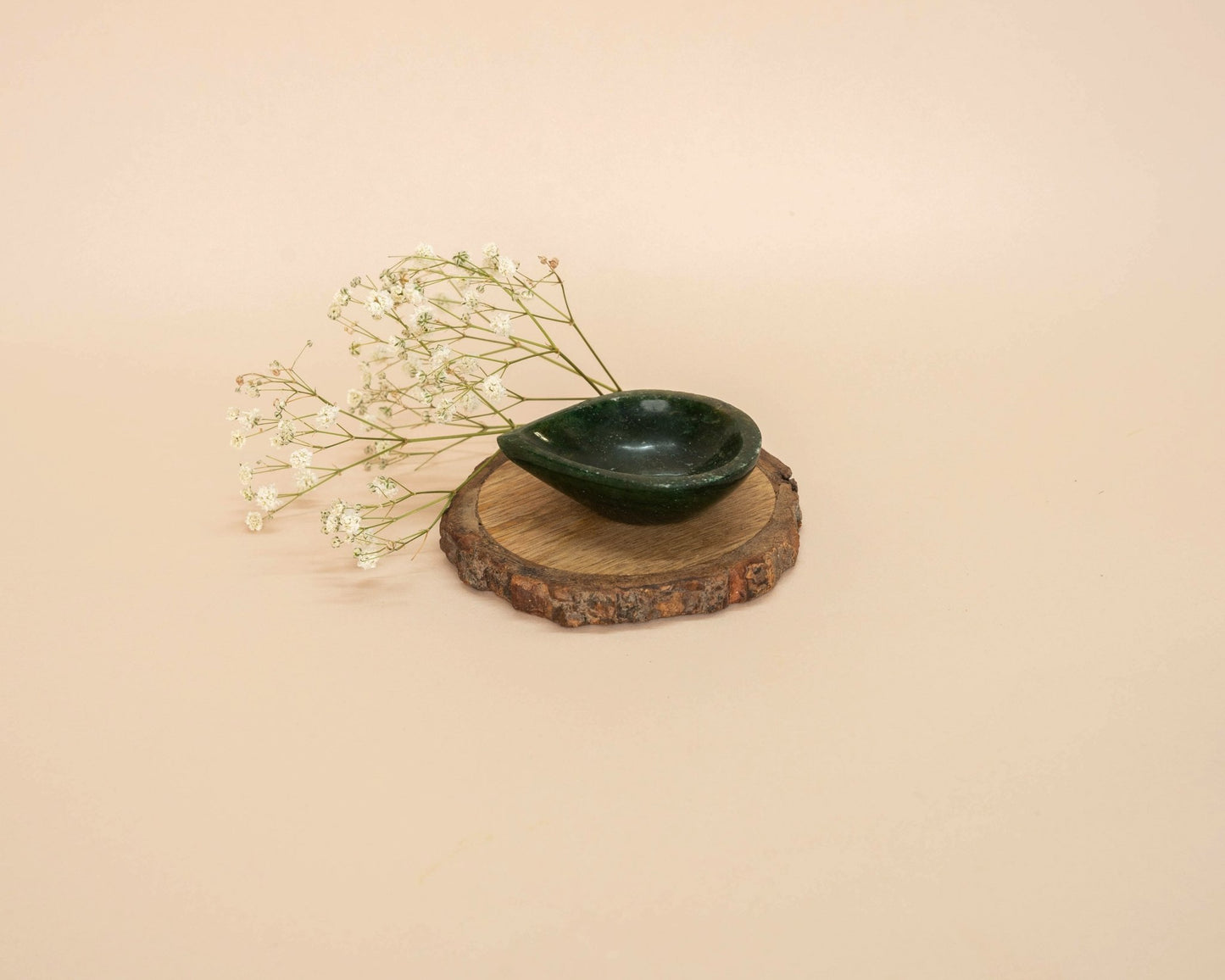 Green Aventurine Diya - Bodh Crystals Ca