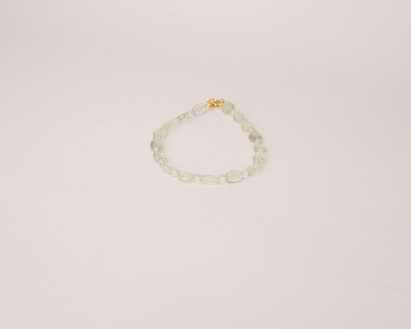 Green Fluorite & Clear Quartz Anklet - Bodh Crystals Ca