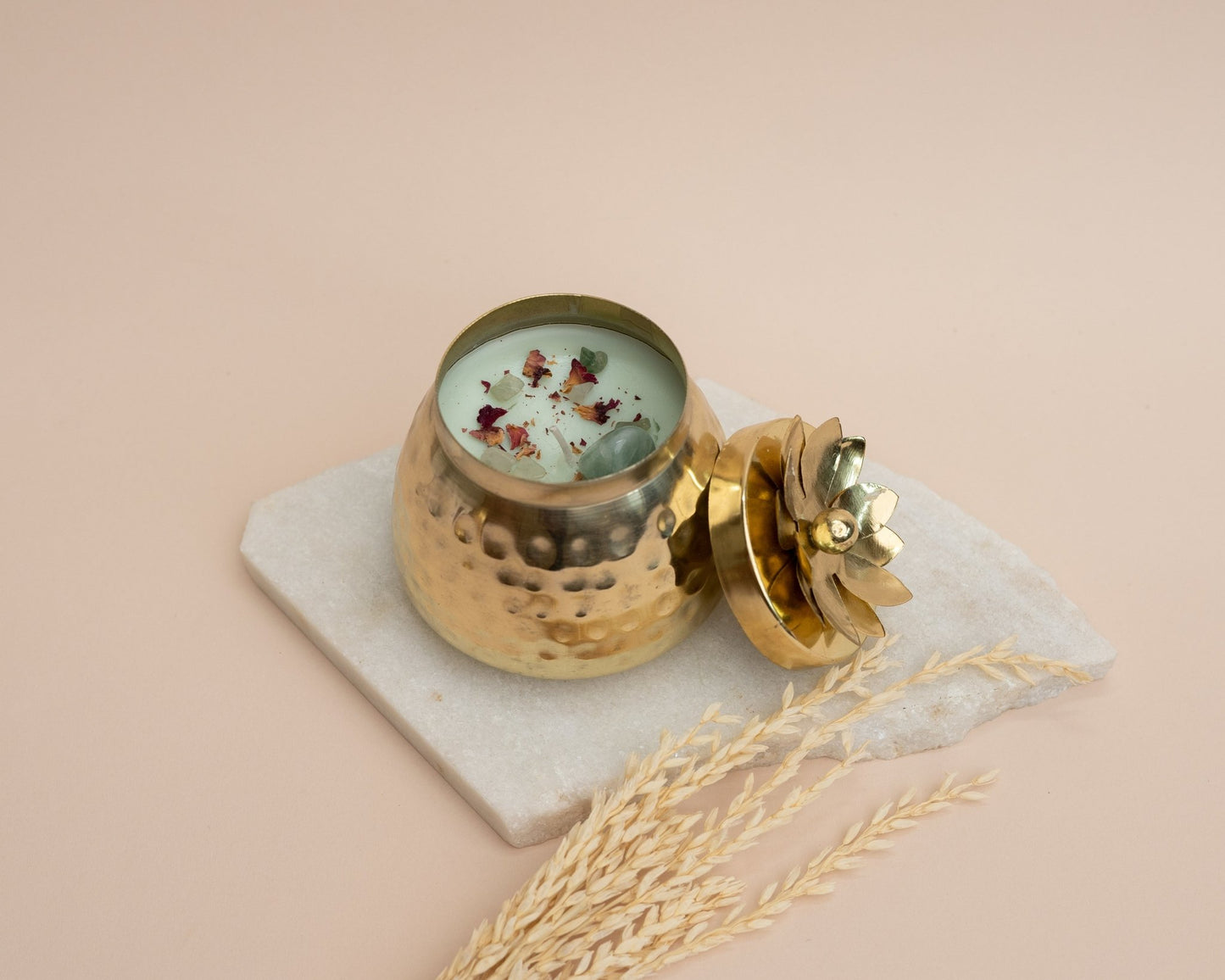 Heart Chakra Crystal Candle - Bodh Crystal CA