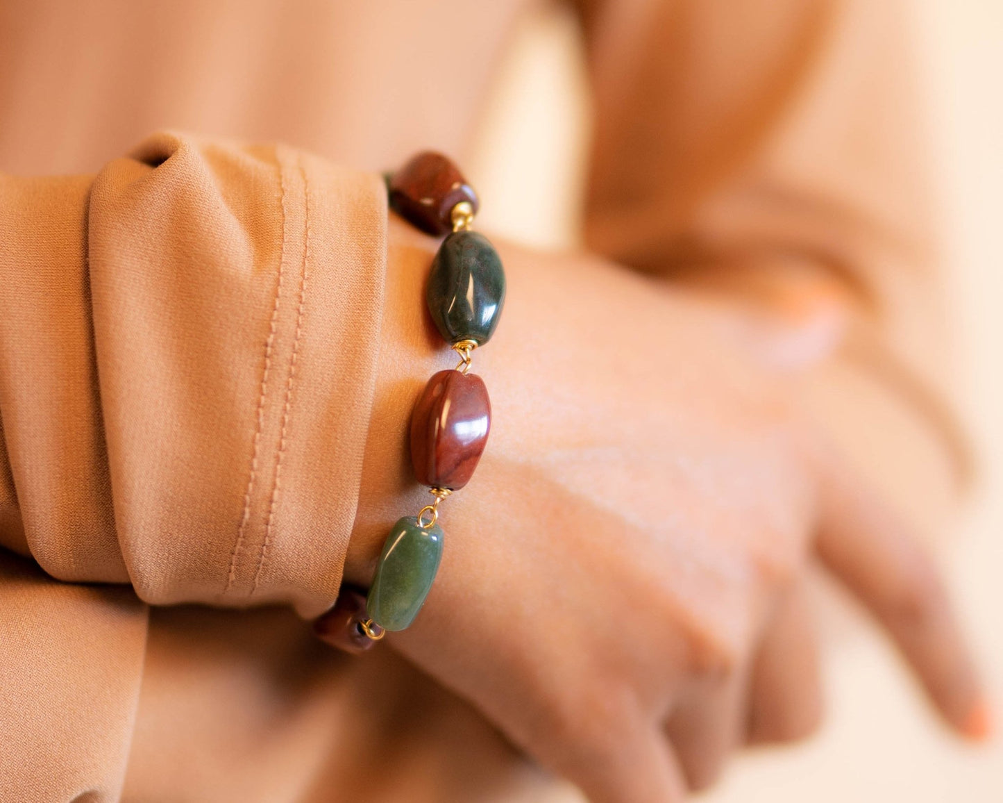 Jasper & Bloodstone Fancy Bracelet - Bodh Crystals Ca