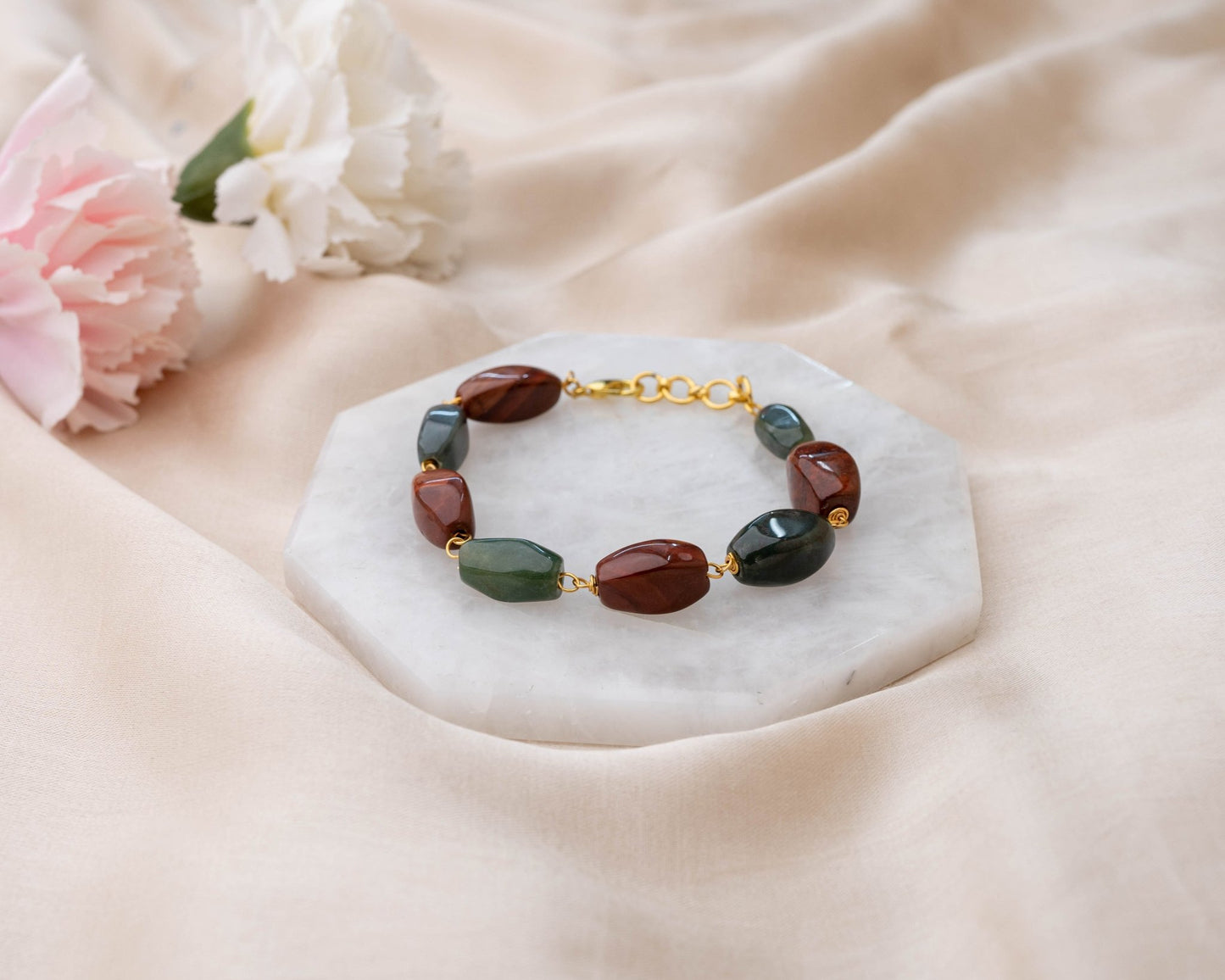 Jasper & Bloodstone Fancy Bracelet - Bodh Crystals Ca