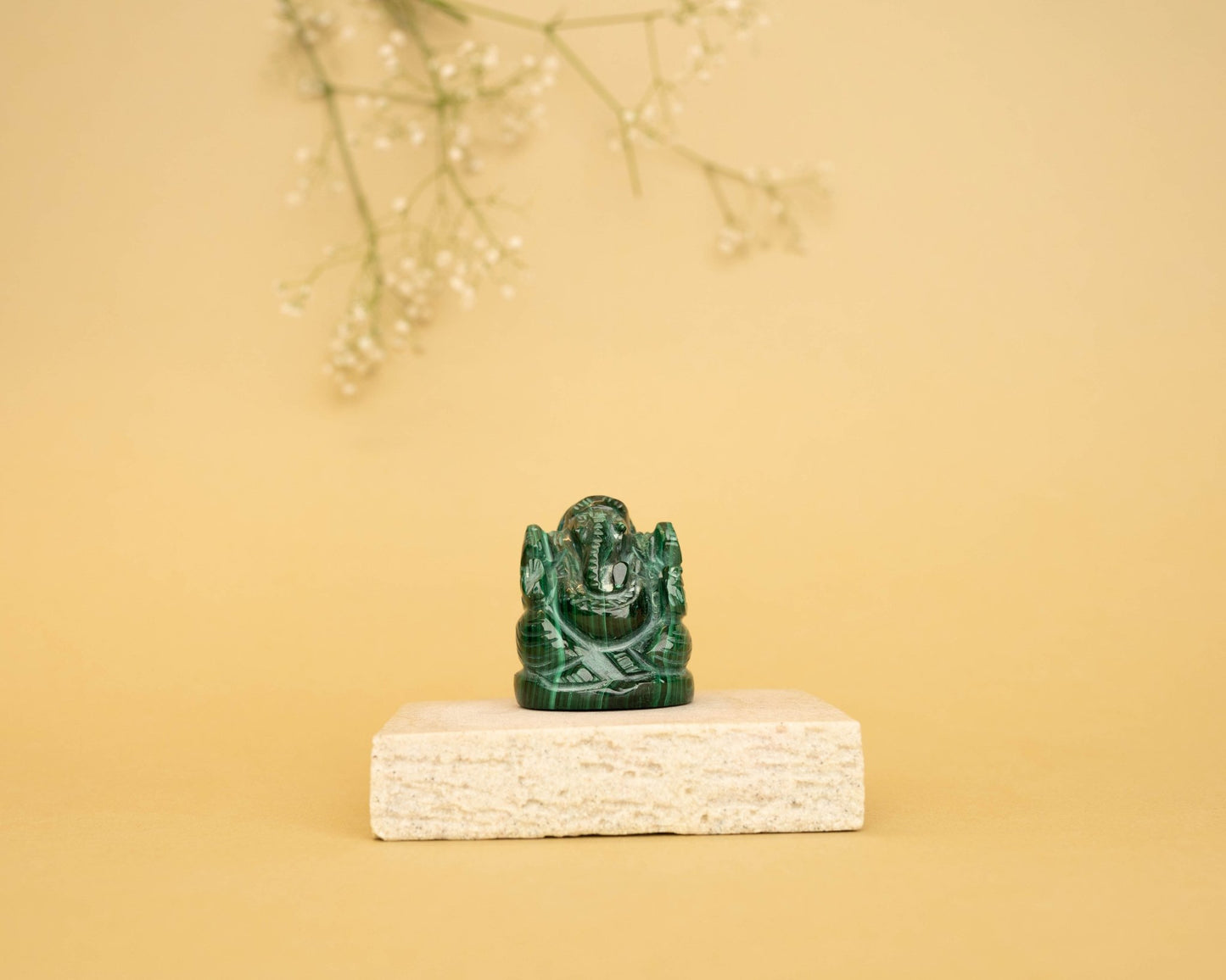 Malachite Ganpati 159.9g - Bodh Crystals Ca