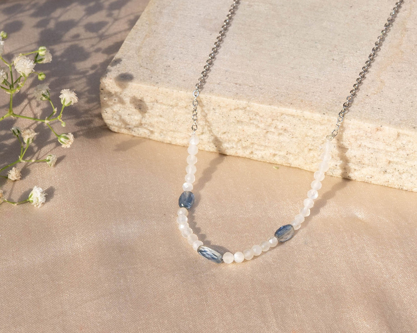 Moonstone & Tanzanite Necklace - Bodh Crystals Ca