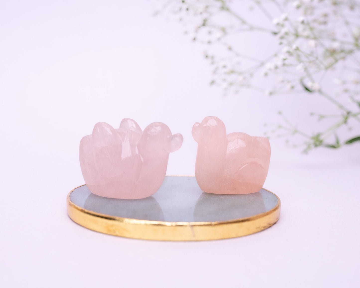 Rose Quartz Ducks 224.2 gm - Bodh Crystals Ca