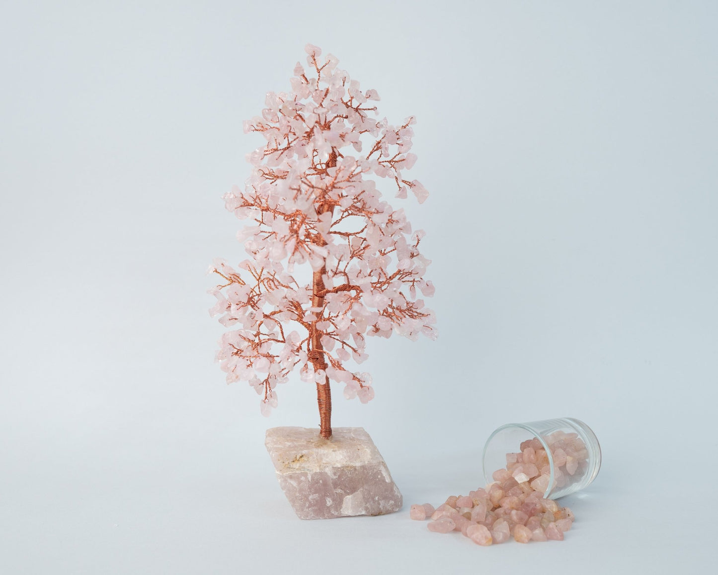 Rose Quartz Raw Cluster Tree 500 Beads - Bodh Crystal CA