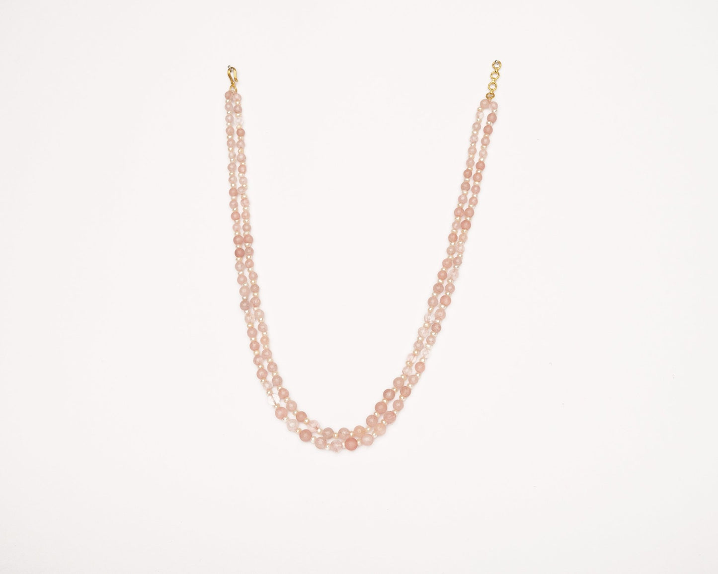Rose Quartz With Pearl Necklace - Bodh Crystals Ca
