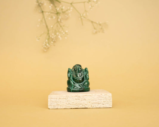 Malachite Ganpati 159.9g - Bodh Crystals Ca