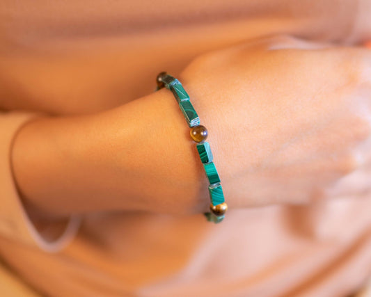 Malachite & Tiger's eye Bracelet - Bodh Crystals Ca