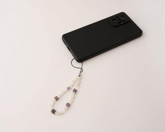 Moonstone & Amethyst Phone Charm - Bodh Crystals Ca