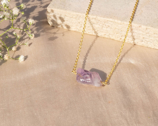 Raw Amethyst Necklace - Bodh Crystals Ca