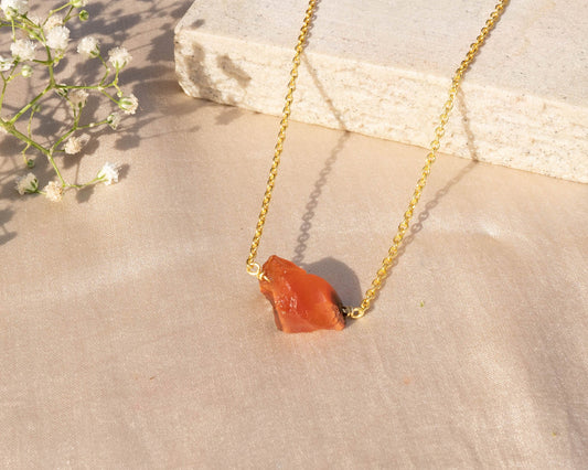 Raw Carnelian Necklace - Bodh Crystals Ca