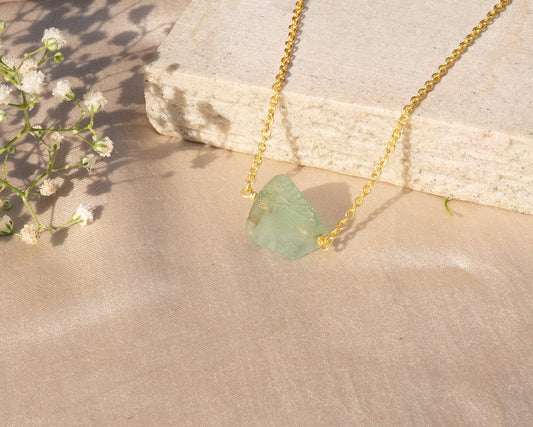 Raw Green Amethyst Necklace - Bodh Crystals Ca