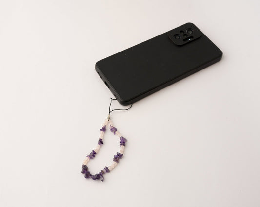 Rose Quartz & Amethyst Phone Charm - Bodh Crystals Ca