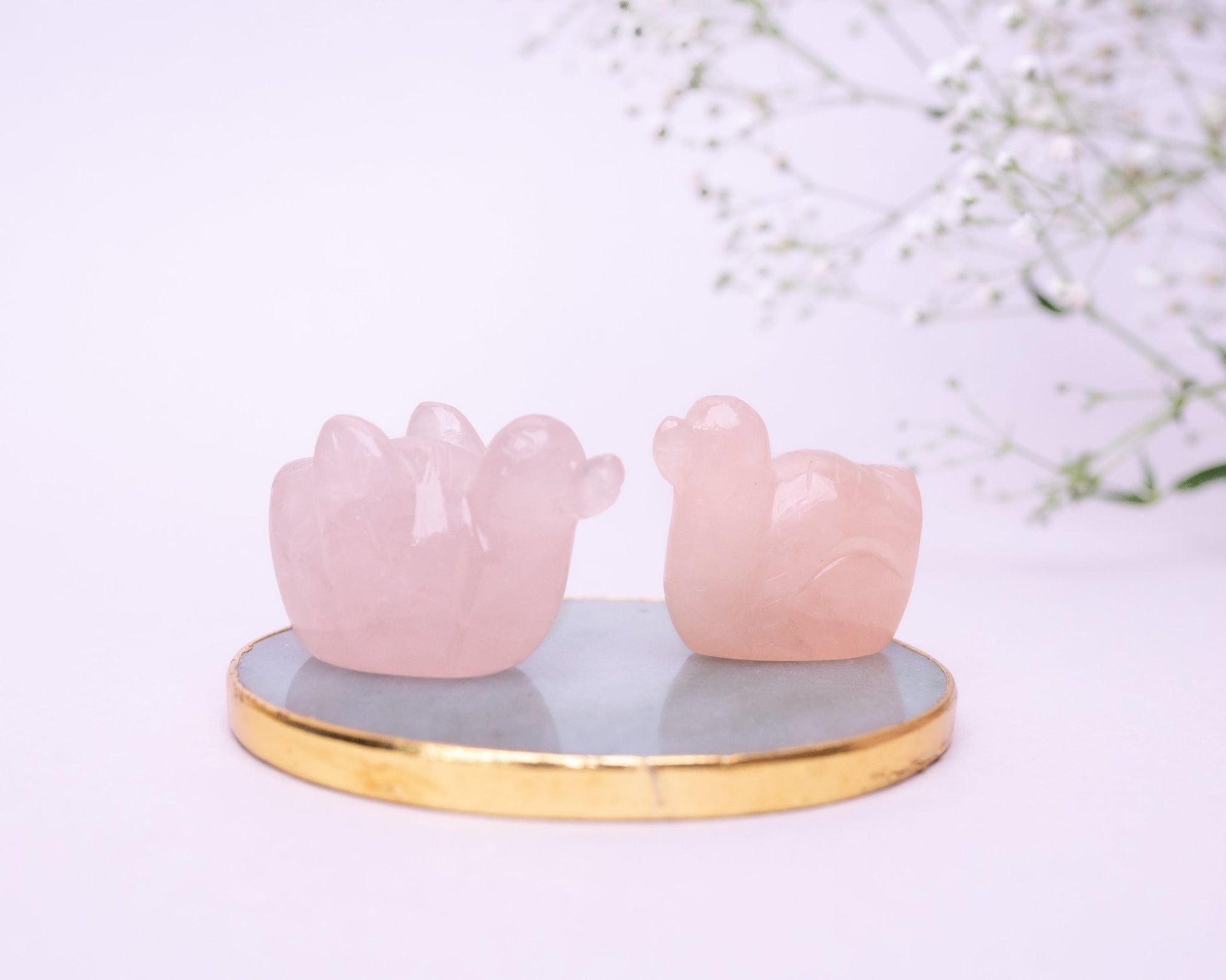 Rose Quartz Ducks 228.4 g - Bodh Crystals Ca