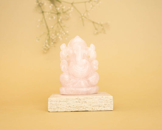 Rose Quartz Ganpati 369.4g - Bodh Crystals Ca